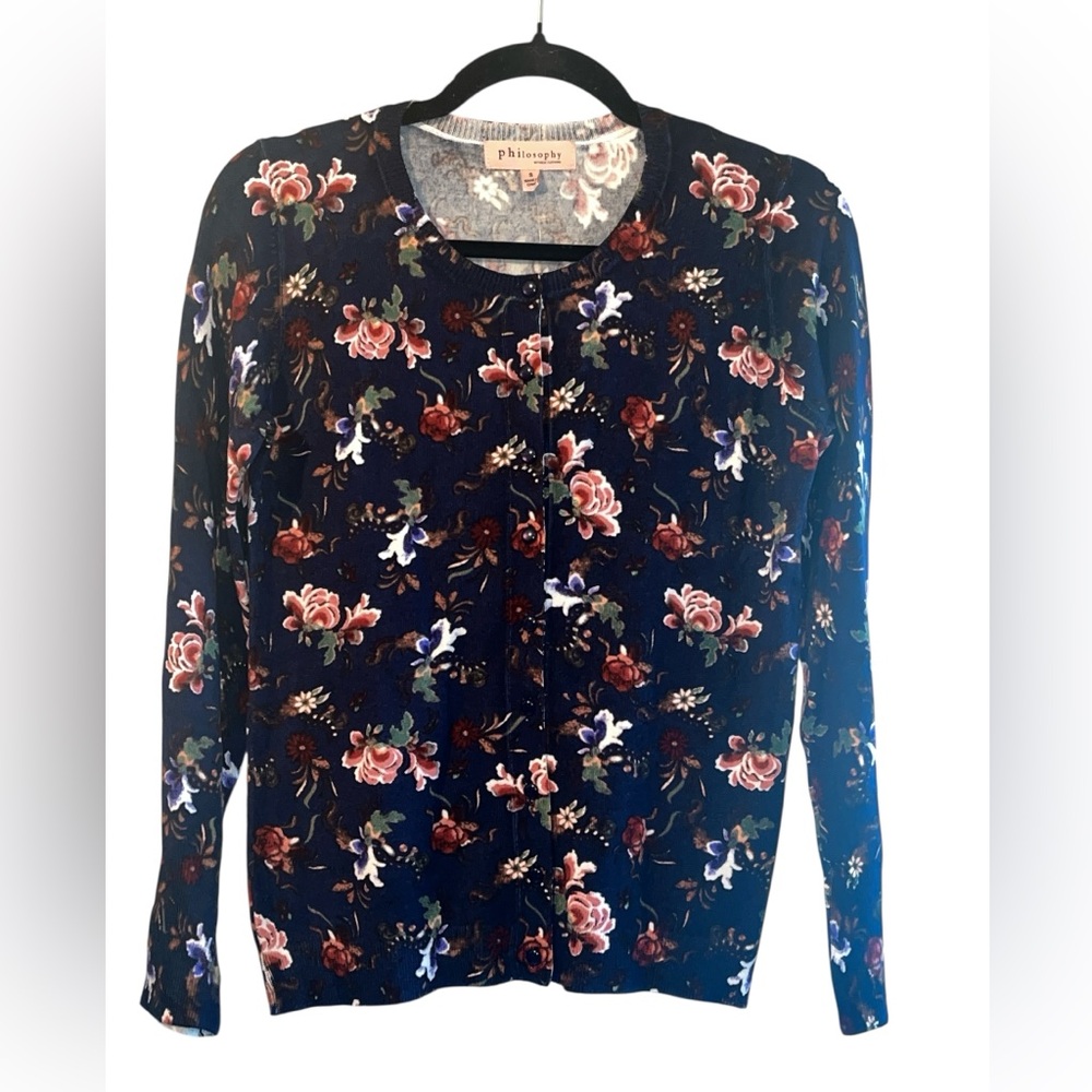 Philosophy Dark Blue Floral Button Down Shirt